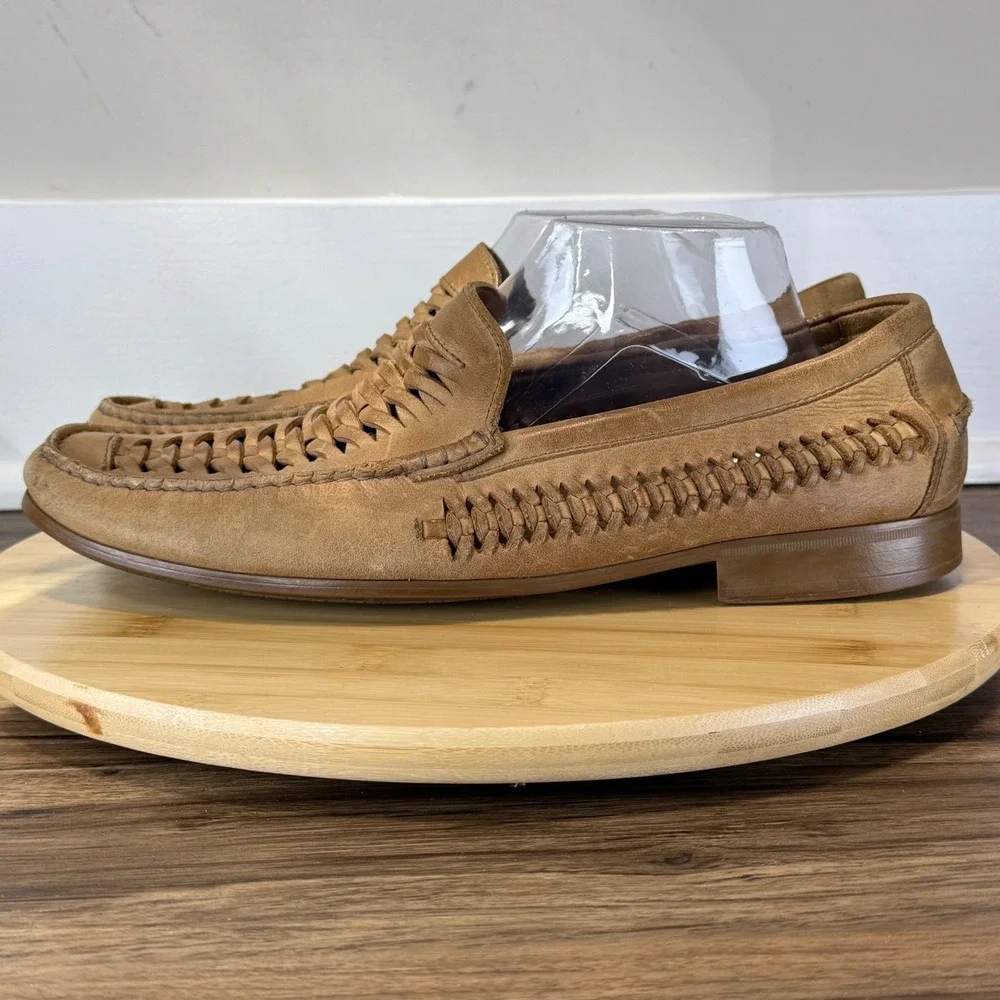 Good Johnston & Murphy Woven Loafers Men's 11.5 M Tan Sheepskin 20-0562